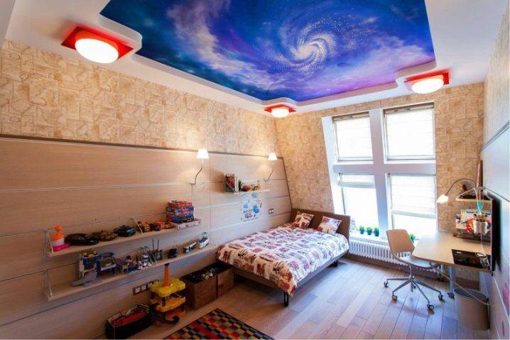 Потолок в детской комнате - для девочки и мальчика 30 реальных фото
