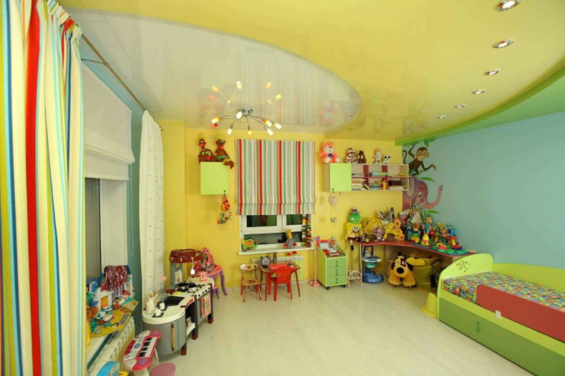 Потолок в детской комнате для мальчика и для девочки