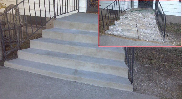 Ремонт бетонных ступеней лестницы