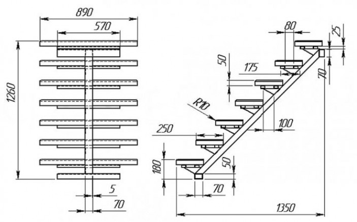 Лестница на металлическом косоуре — особенности конструкции