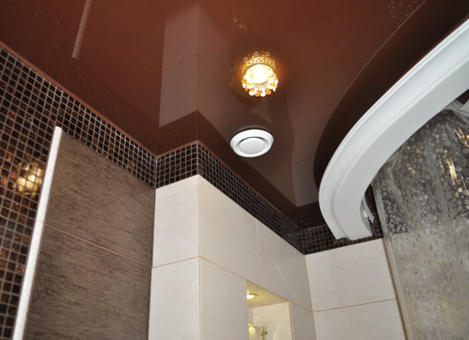Натяжные потолки в дизайне ванной комнаты