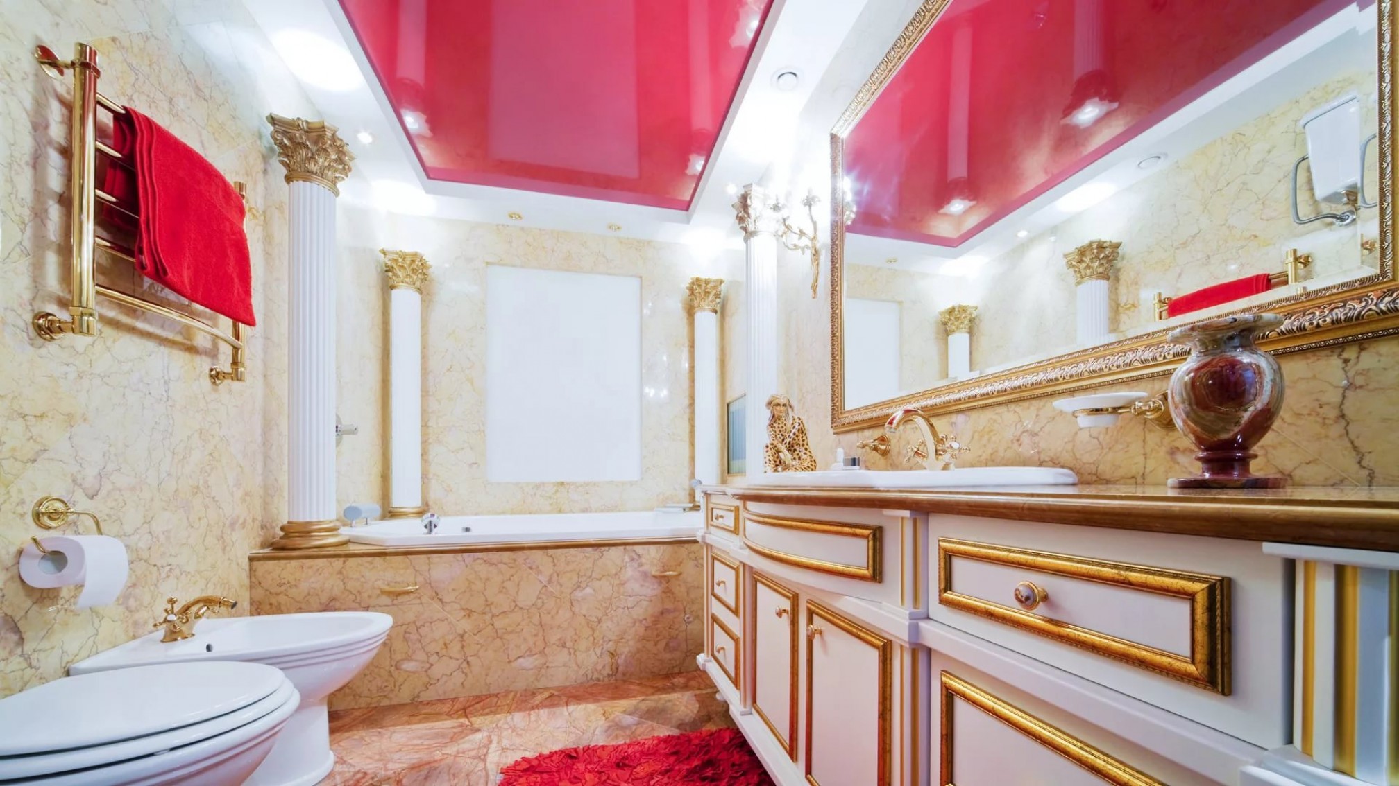 Дизайн натяжных потолков в ванной комнате фото