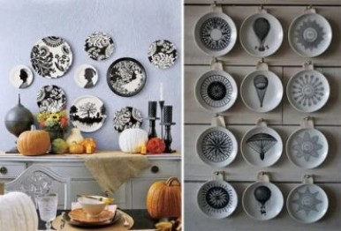 Тарелки на стену — как лучше всего расположить элементы декора? фото-идея украшения