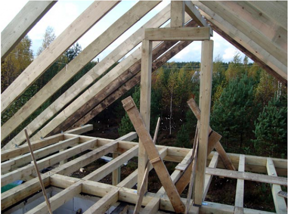 Технология строительства каркаса двускатной крыши мансарды