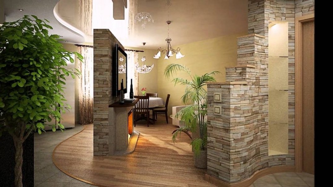 Особенности и варианты отделки стен квартиры декоративным камнем и обоями