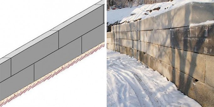 Подпорная стенка из бетонных блоков