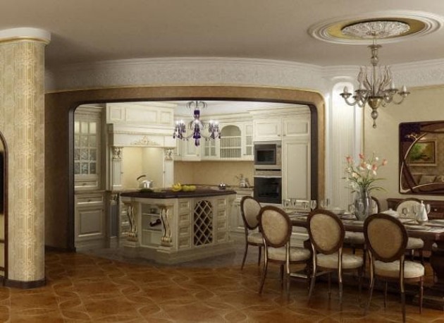 Дизайн интерьера кухни в современном классическом стиле
