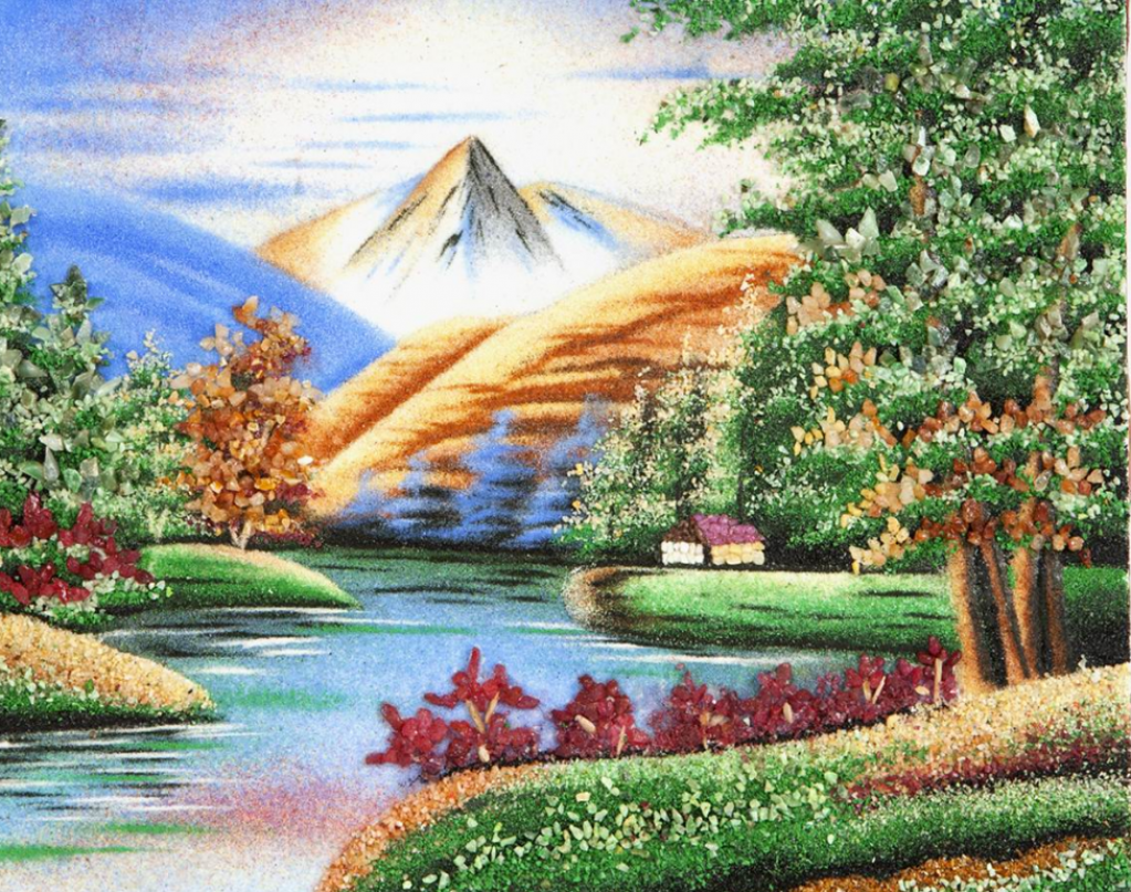 Картина горы по фэншуй в офисе