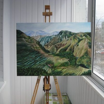 Картина горы по фэншуй в офисе