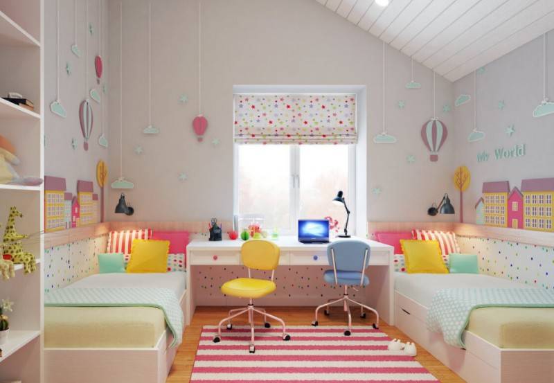 Детская спальня для двух девочек – основы дизайна фото