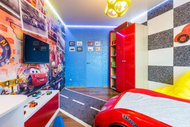 Потолок из гипсокартона в детской комнате - фото дизайн
