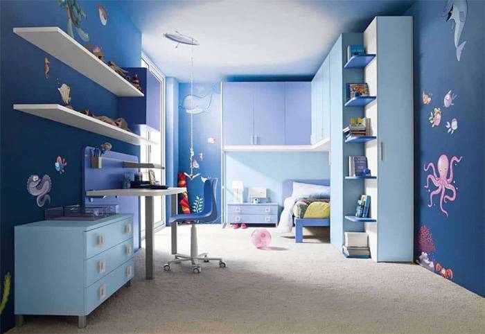 Серая детская комната 71 фото: план отделки и оформления