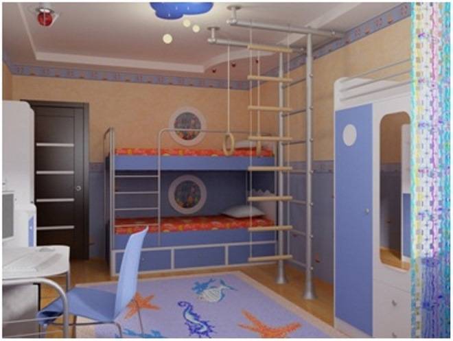Детская комната для троих и более детей