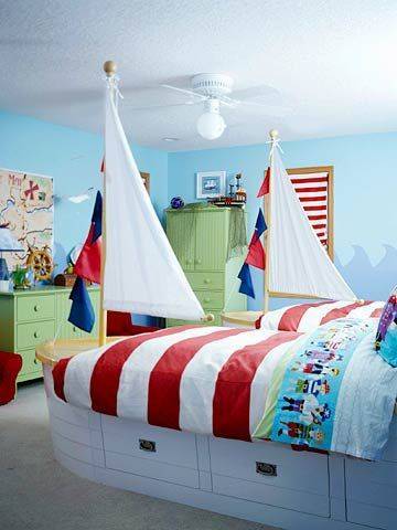 Уникальная детская комната для 6-летнего мальчика в стиле пиратского корабля