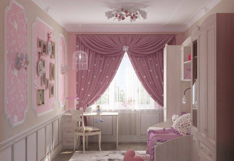 Розовая детская комната для девочки