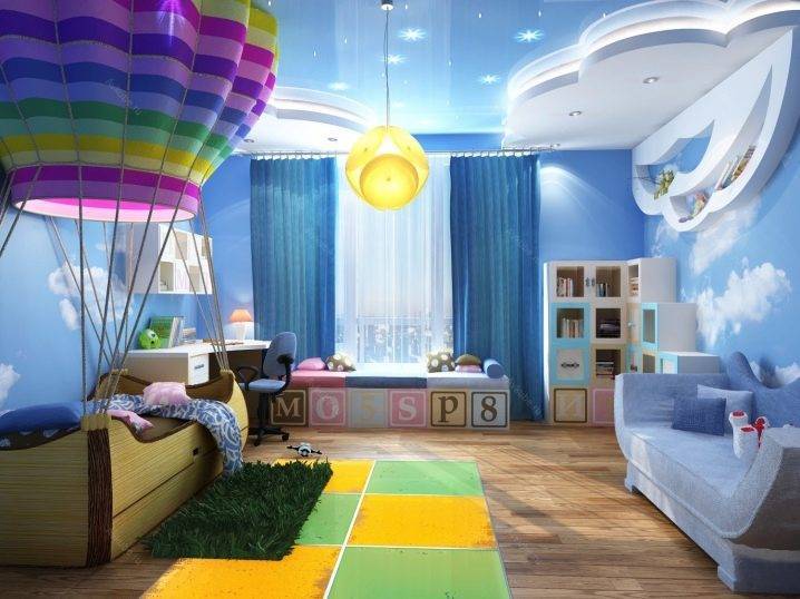 Потолок в детской комнате для мальчика и для девочки
